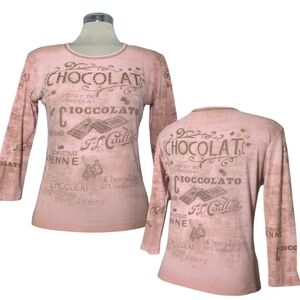 CACTUS Pink Chocolate Print 3/4 Sleeves Size M